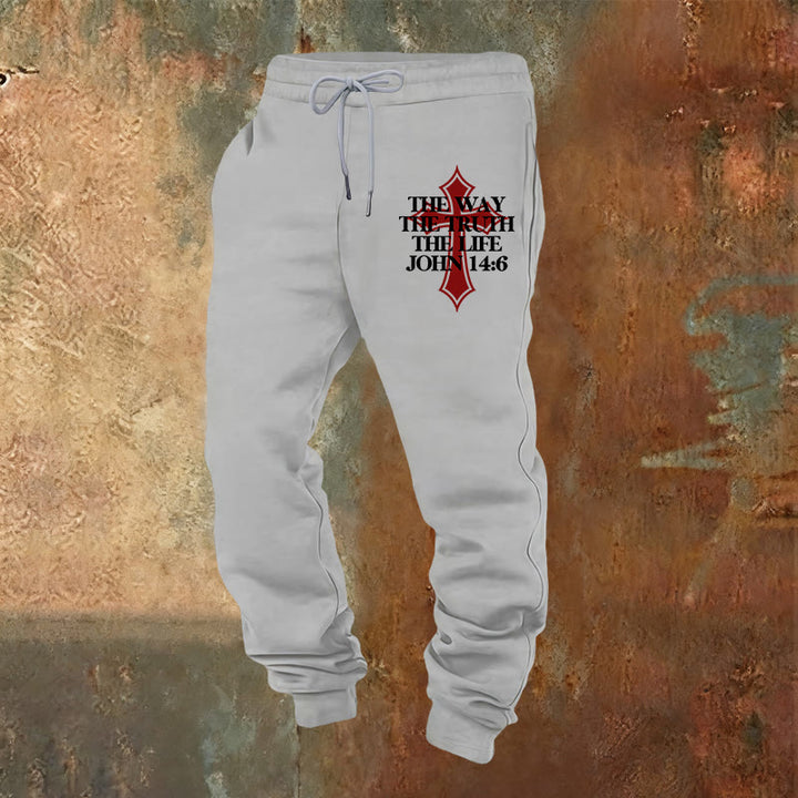 Christianartworkshop Johannes Vers mit Kreuz Jogginghose: Ideal für Kirche & Freizeit - Hellgrau - 2XL - image 12