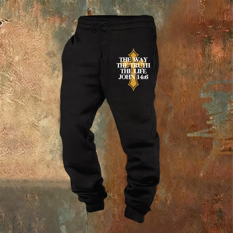 Christianartworkshop Johannes Vers mit Kreuz Jogginghose: Ideal für Kirche & Freizeit - Schwarz - 2XL - image 0