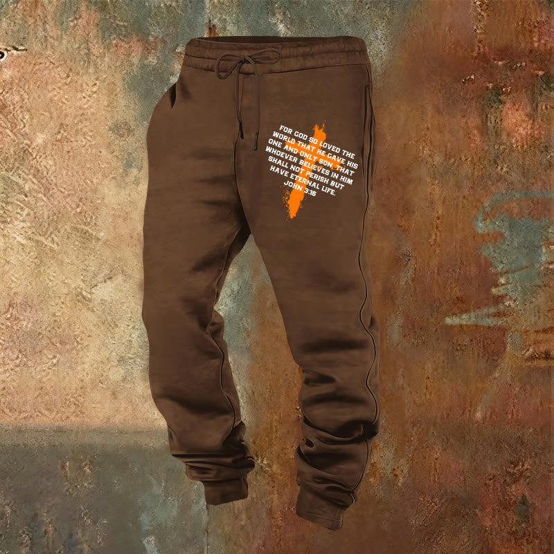 Christianartworkshop Johannes 3,16 Jogginghosen: Alltagskleidung mit gnädigem Glauben - Braun - 2XL - image 0