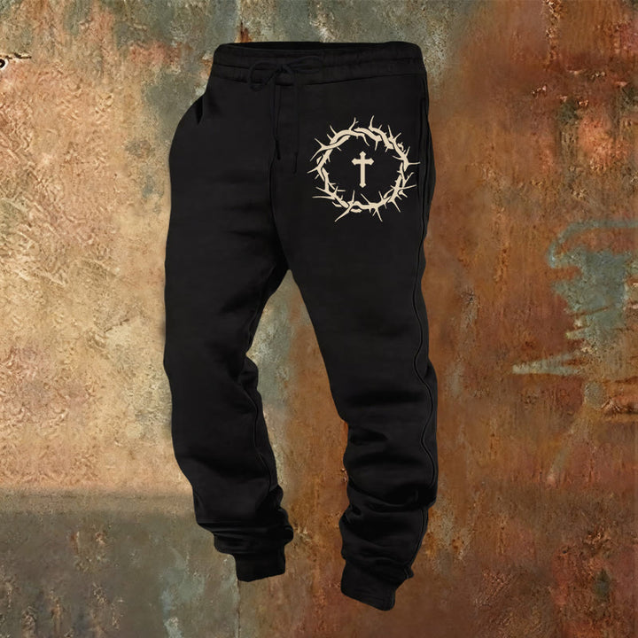 Christianartworkshop Dornenkrone & Kreuz Jogginghose: Komfort vereint mit erlösender Gnade - Schwarz - 2XL - image 16