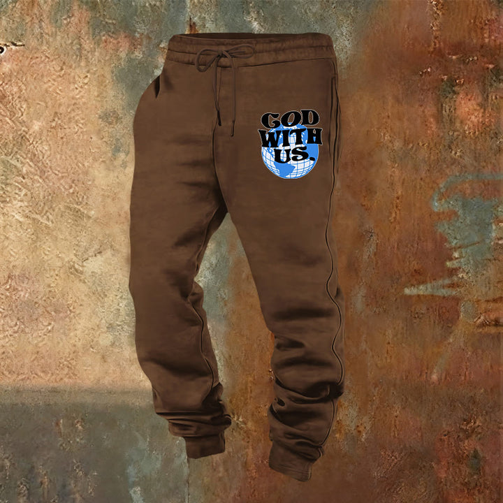 Christianartworkshop Globus & Gott mit uns Jogginghose: Gemütliche Erinnerungen an seine Nähe - Braun - 2XL - image 20