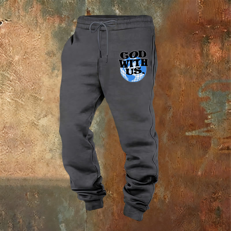 Christianartworkshop Globus & Gott mit uns Jogginghose: Gemütliche Erinnerungen an seine Nähe - Warmgrau - 2XL - image 0