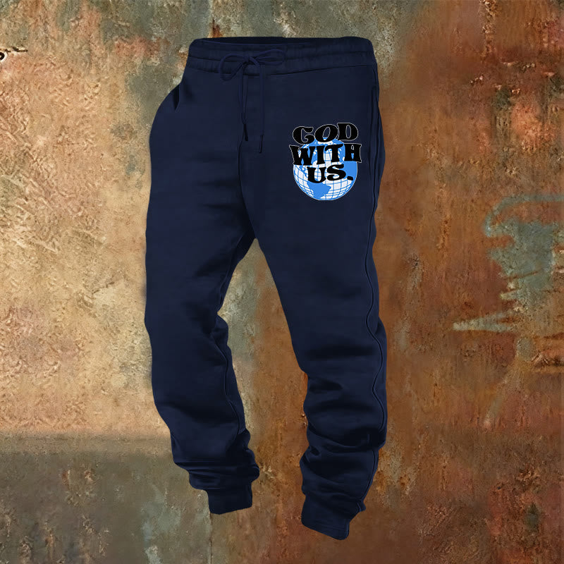 Christianartworkshop Globus & Gott mit uns Jogginghose: Gemütliche Erinnerungen an seine Nähe - Marineblau - 2XL - image 8