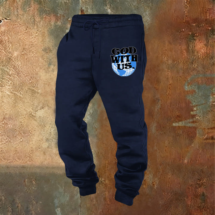 Christianartworkshop Globus & Gott mit uns Jogginghose: Gemütliche Erinnerungen an seine Nähe - Marineblau - 2XL - image 8