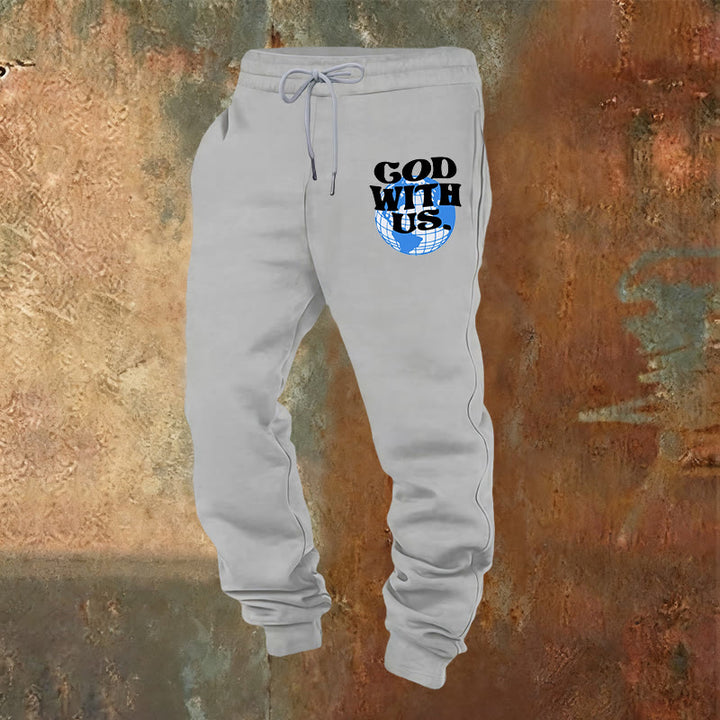 Christianartworkshop Globus & Gott mit uns Jogginghose: Gemütliche Erinnerungen an seine Nähe - Hellgrau - 2XL - image 16