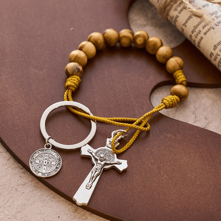 Christianartworkshop Kruzifix & St.-Benedikt-Medaille Rosenkranz aus Holz: Sanfte Erinnerung an den Frieden - image 8