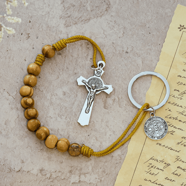 Christianartworkshop Kruzifix & St.-Benedikt-Medaille Rosenkranz aus Holz: Sanfte Erinnerung an den Frieden - image 9