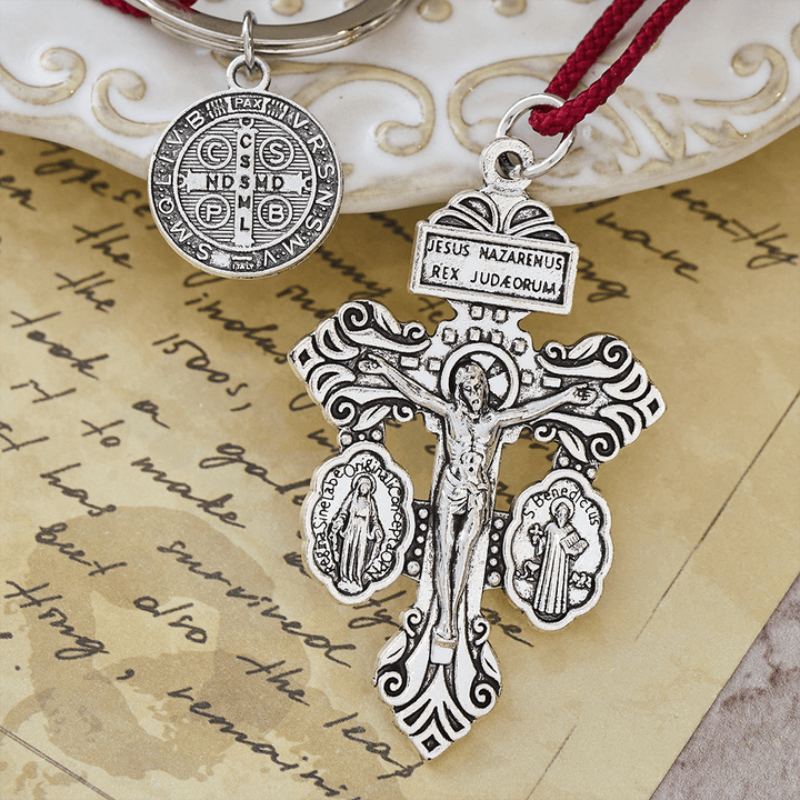 Christianartworkshop Kruzifix & St.-Benedikt-Medaille Rosenkranz aus Holz: Sanfte Erinnerung an den Frieden - image 6