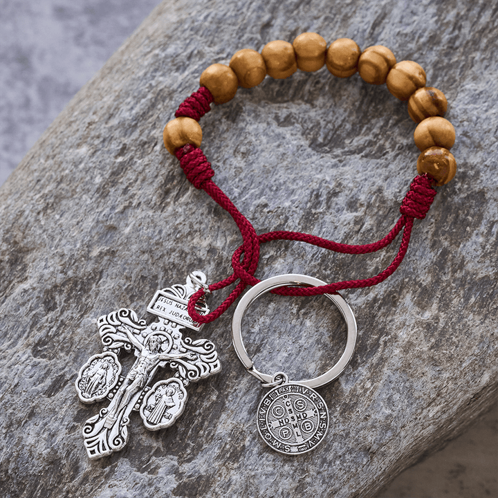 Christianartworkshop Kruzifix & St.-Benedikt-Medaille Rosenkranz aus Holz: Sanfte Erinnerung an den Frieden - image 3