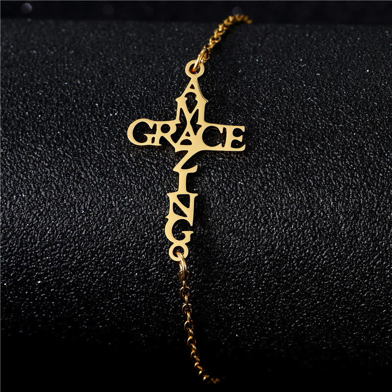 Christianartworkshop Kreuz- und Glaubensarmband: Zarter Begleiter der Gnade und Hoffnung - ERSTAUNLICHE GNADE - Golden - image 5