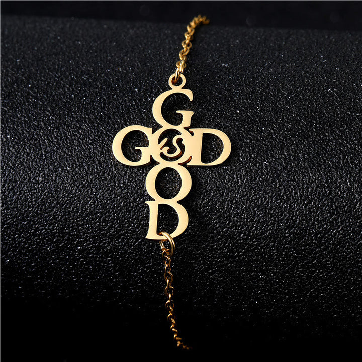 Christianartworkshop Kreuz- und Glaubensarmband: Zarter Begleiter der Gnade und Hoffnung - GUTER GOTT - Golden - image 7