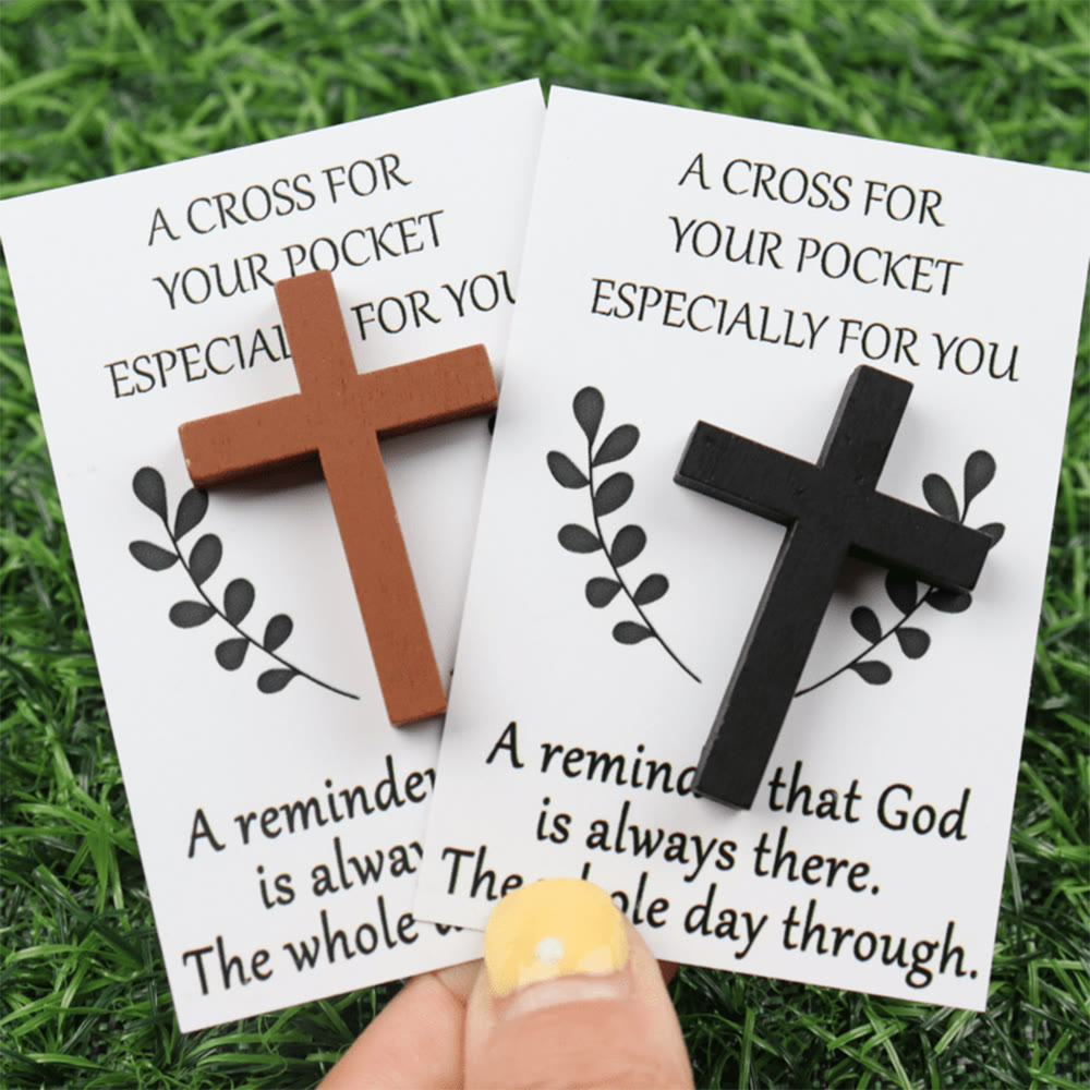 Christianartworkshop Taschenkreuz „Gott ist immer da“: Tragbares Symbol der göttlichen Gegenwart - image 0