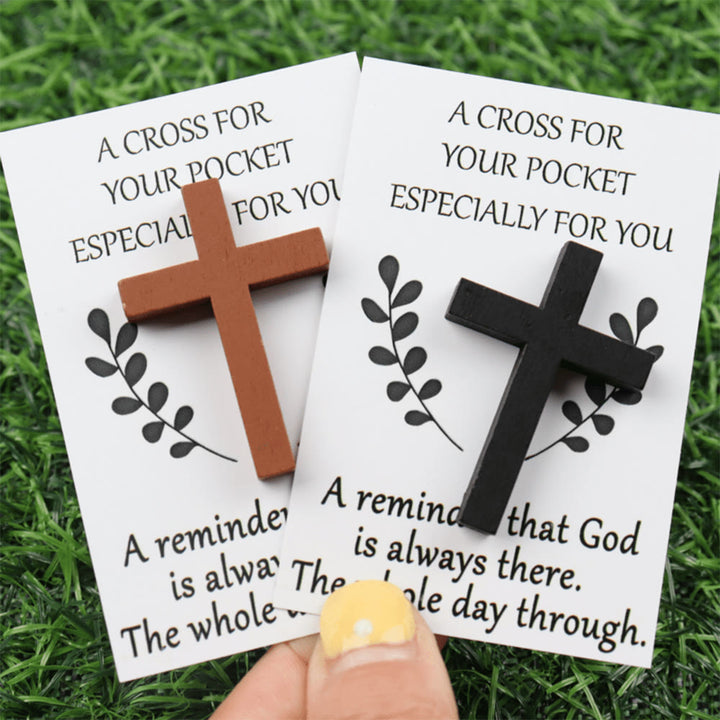 Christianartworkshop Taschenkreuz „Gott ist immer da“: Tragbares Symbol der göttlichen Gegenwart - image 0
