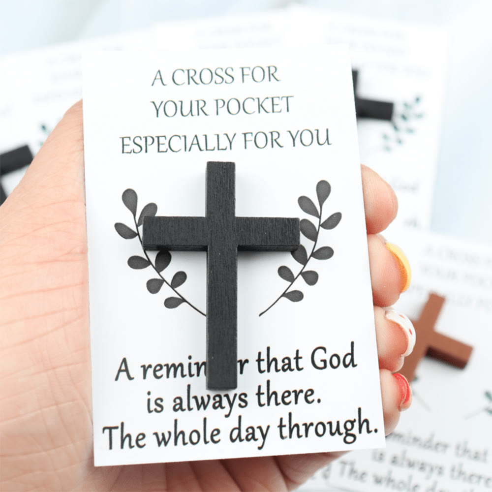 Christianartworkshop Taschenkreuz „Gott ist immer da“: Tragbares Symbol der göttlichen Gegenwart - Schwarz - image 2
