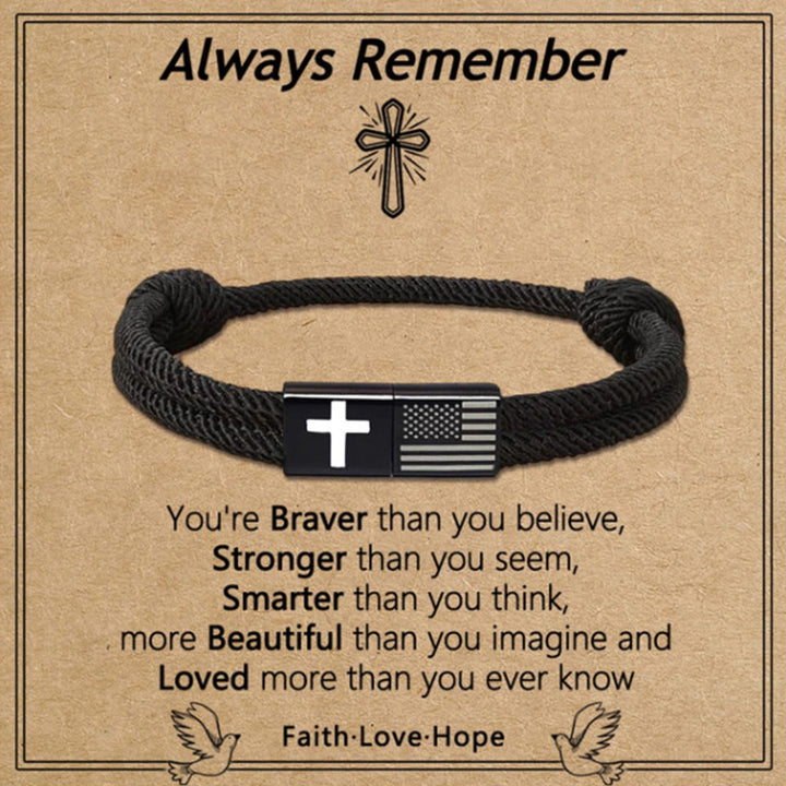 Christianartworkshop Armband mit amerikanischer Flagge und Kreuz sowie Karte: Praktischer Glaube mit tiefer Bedeutung - Vergiss nie - image 4