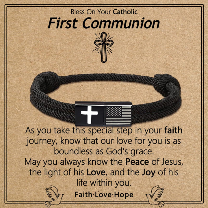 Christianartworkshop Armband mit amerikanischer Flagge und Kreuz sowie Karte: Praktischer Glaube mit tiefer Bedeutung - Erstkommunion - image 5