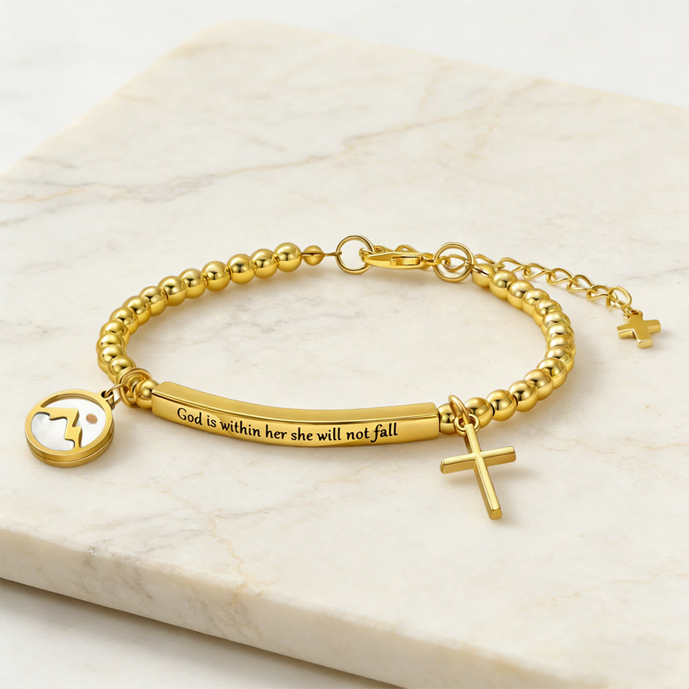Christianartworkshop Senfkorn- und Goldperlen-Kreuzarmband mit Geschenkkarte „Gott ist in ihr“ - image 2