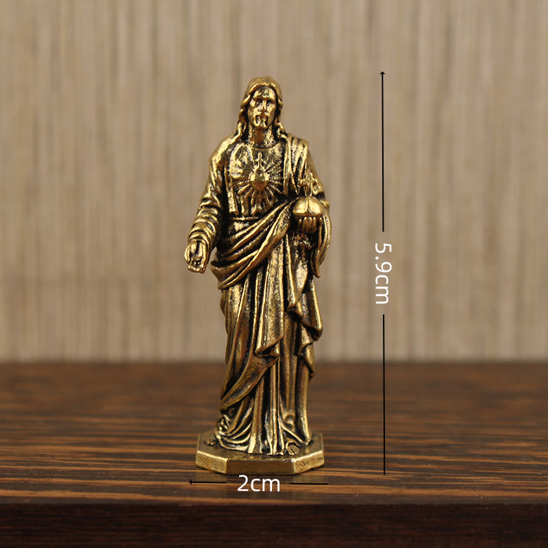 Christianartworkshop Messingstatue von Jesus mit dem Heiligen Herzen: Ehrfürchtiger Begleiter der Gnade - Jesus - image 1
