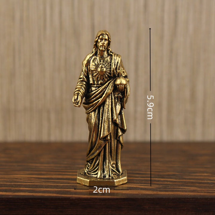Christianartworkshop Messingstatue von Jesus mit dem Heiligen Herzen: Ehrfürchtiger Begleiter der Gnade - Jesus - image 1