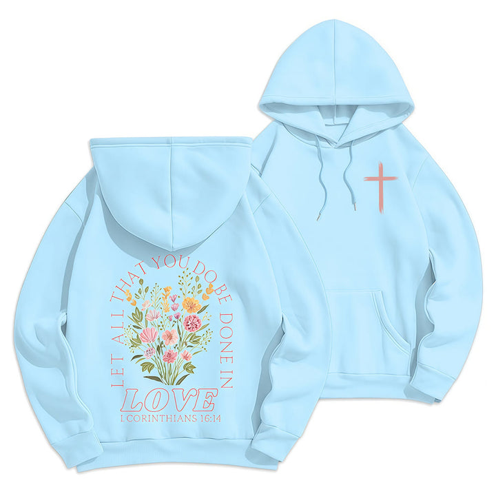 Christianartworkshop „Liebe alles“ – Kapuzenpullover mit Blumenmuster und Fleece-Futter aus Polyester - Blau - 2XL - image 21