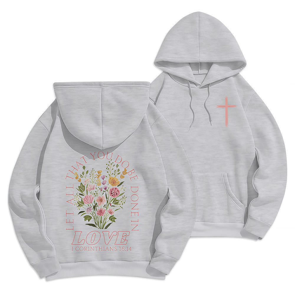 Christianartworkshop „Liebe alles“ – Kapuzenpullover mit Blumenmuster und Fleece-Futter aus Polyester - Grau - 2XL - image 15