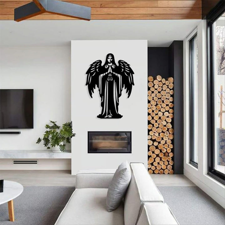 Christianartworkshop Wanddekoration „Geflügelter Engel“ aus Metall: Stille Erinnerung an sanfte Gnade - image 2