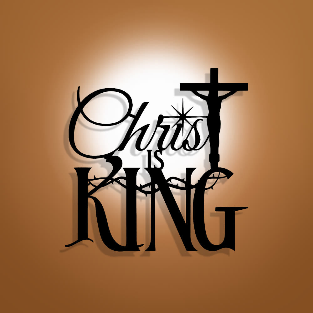 Christianartworkshop Dornen-Akzent „Christus ist König“ – Metall-Wanddekoration: Beeindruckender Komfort mit heiliger Bedeutung - 14,96''*14,96''/38cm*38cm - image 0