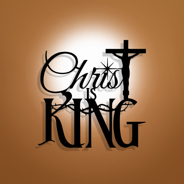 Christianartworkshop Dornen-Akzent „Christus ist König“ – Metall-Wanddekoration: Beeindruckender Komfort mit heiliger Bedeutung - 14,96''*14,96''/38cm*38cm - image 0