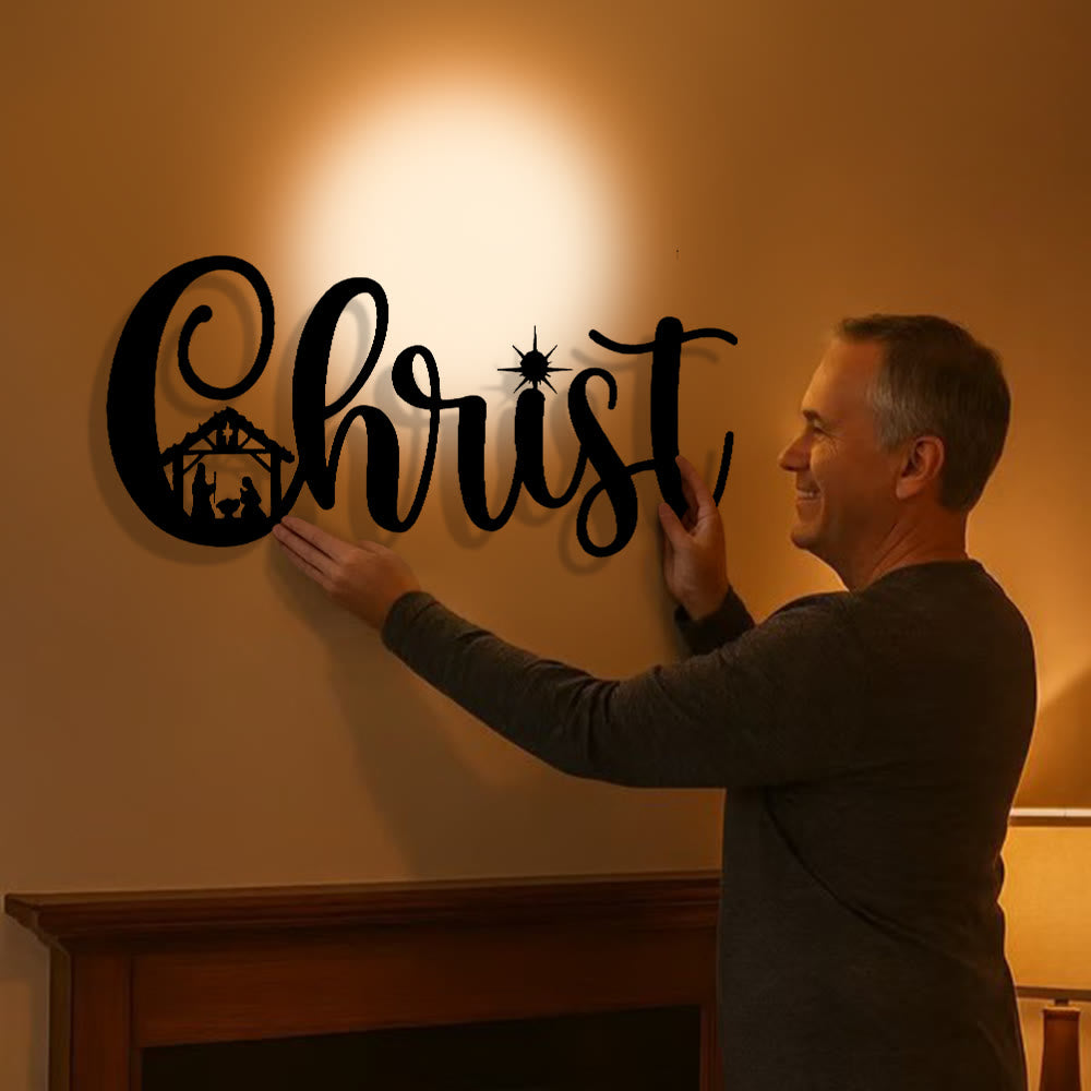 Christliche Kunstwerkstatt: Christliche Krippen-Wanddekoration aus Metall: Zarte Ehrfurcht vor allem - image 1