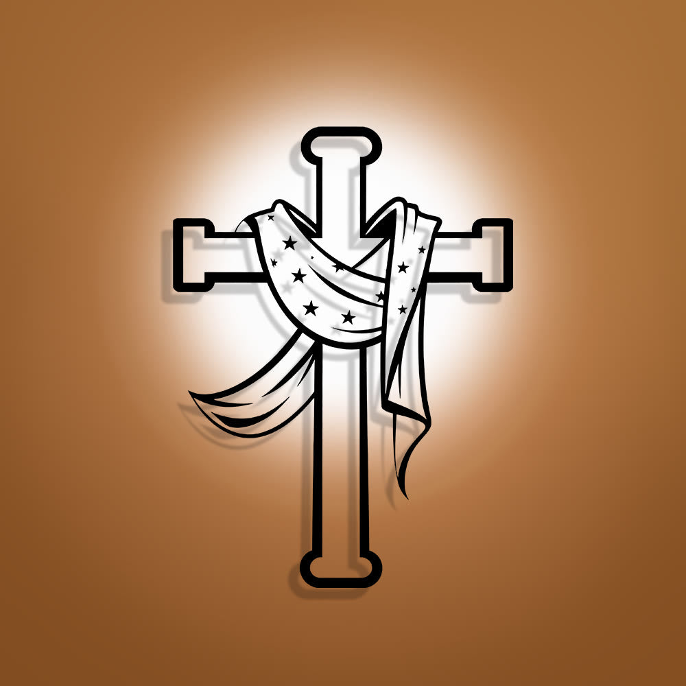 Christianartworkshop Stern-Schal-Kreuz-Wanddekoration aus Metall: Sanfter Begleiter der göttlichen Gnade - 11,63''*15,75''/29,55cm*40cm - image 0