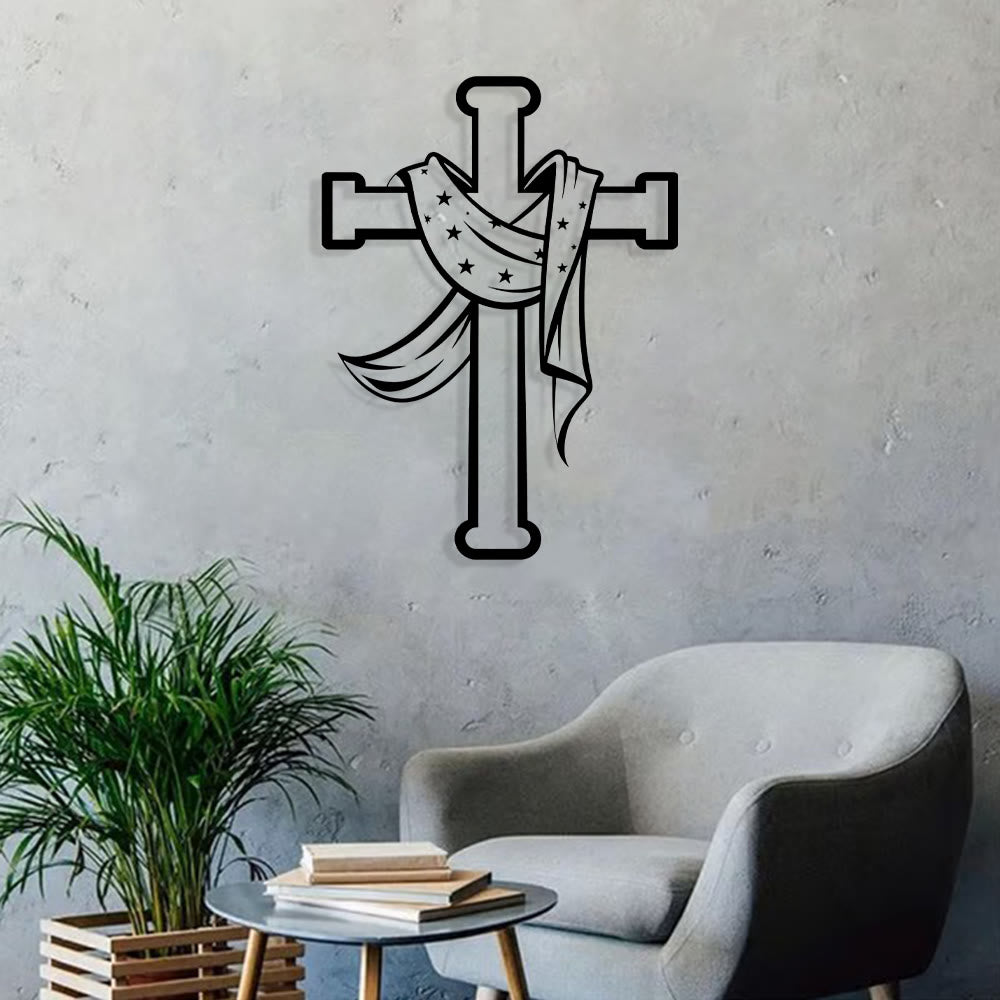 Christianartworkshop Stern-Schal-Kreuz-Wanddekoration aus Metall: Sanfter Begleiter der göttlichen Gnade - image 2