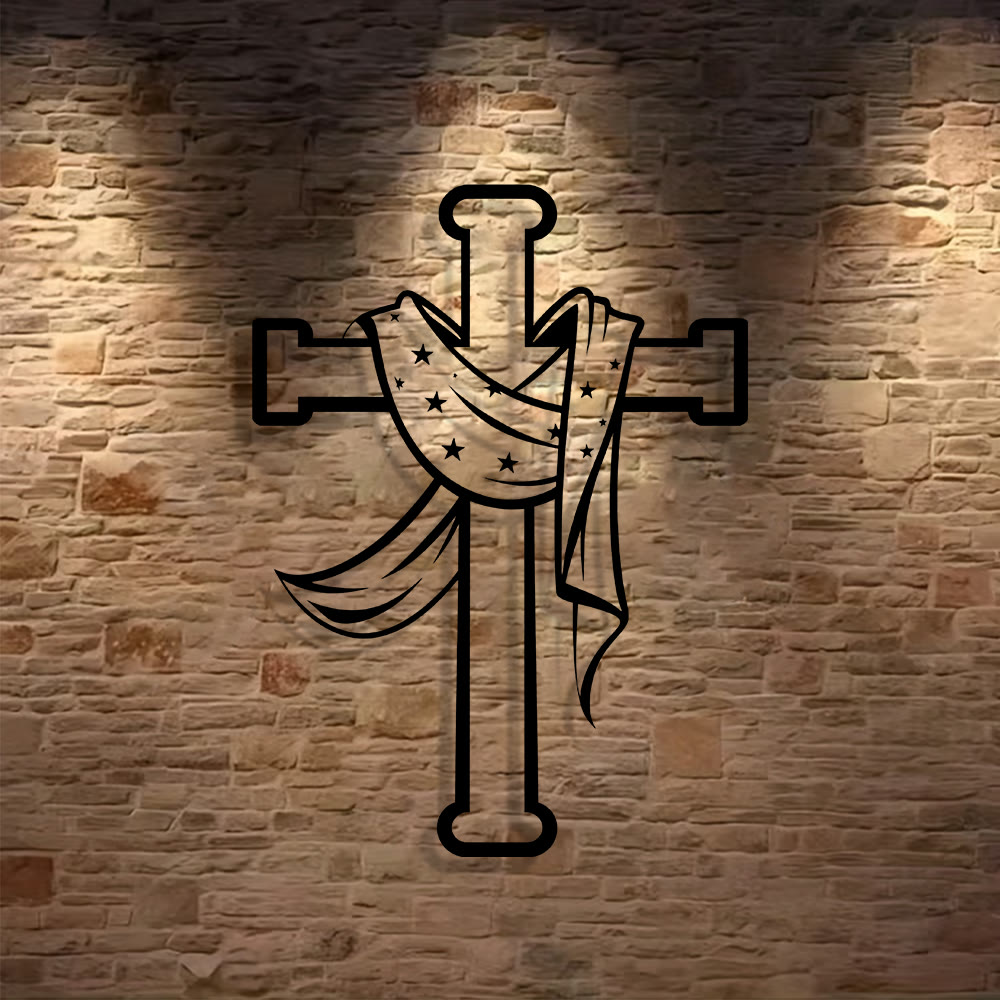Christianartworkshop Stern-Schal-Kreuz-Wanddekoration aus Metall: Sanfter Begleiter der göttlichen Gnade - image 3