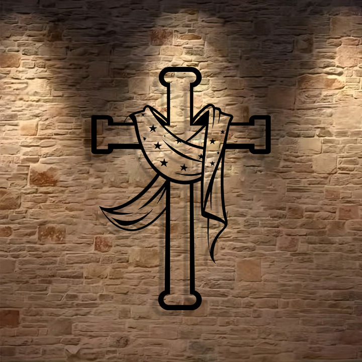 Christianartworkshop Stern-Schal-Kreuz-Wanddekoration aus Metall: Sanfter Begleiter der göttlichen Gnade - image 3