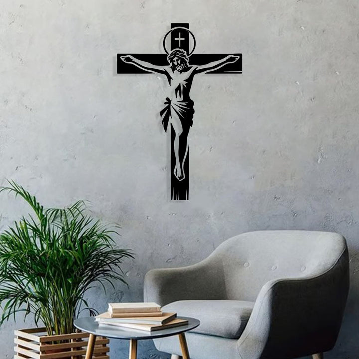 Christianartworkshop Heiligenschein-Kreuz aus Metall als Wanddekoration: Ehrfürchtiger Begleiter des göttlichen Opfers - image 2