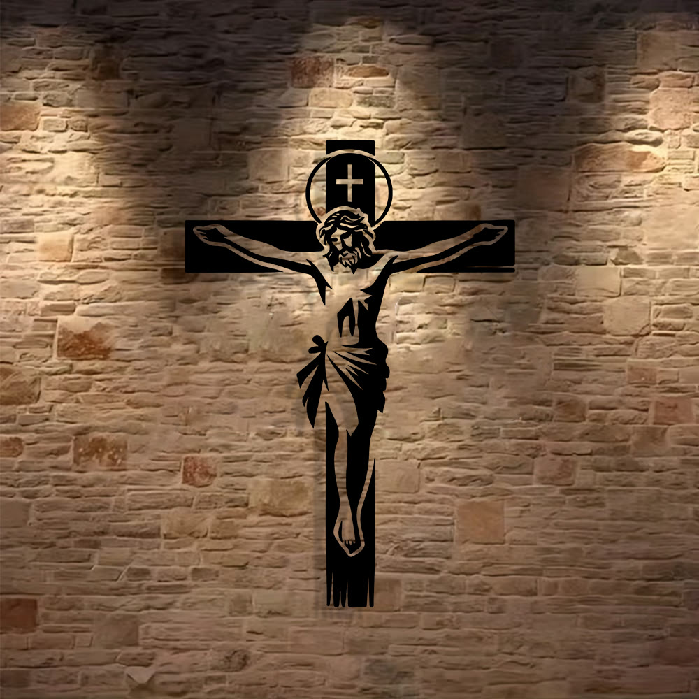 Christianartworkshop Heiligenschein-Kreuz aus Metall als Wanddekoration: Ehrfürchtiger Begleiter des göttlichen Opfers - image 3