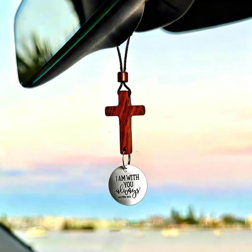 Christianartworkshop Bibelvers-Kreuz-Ornament zum Aufhängen im Auto: Jeden Tag nach einem Bibelvers suchen - Weiß - image 0