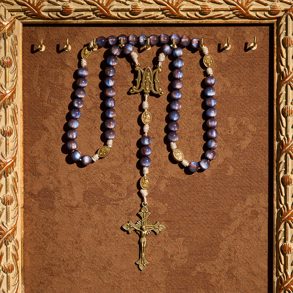 Christianartworkshop Rosenkranz „Tiefblauer Sternenlicht-Glaube“: Heilige Medaillen der Göttlichen Barmherzigkeit und Unserer Lieben Frau - image 10