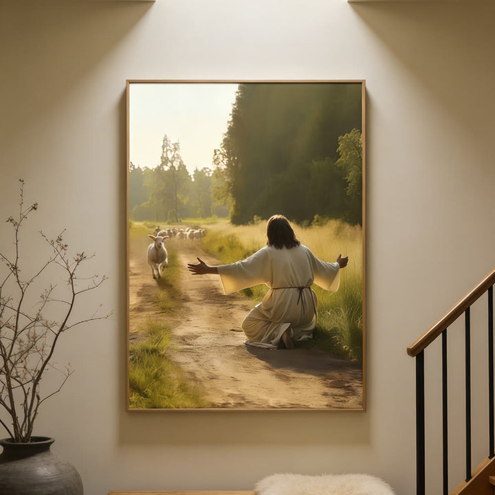 Christianartworkshop Wandbild „Der heitere Gute Hirte“: Ein warmherziger Begleiter sanfter Fürsorge - image 1