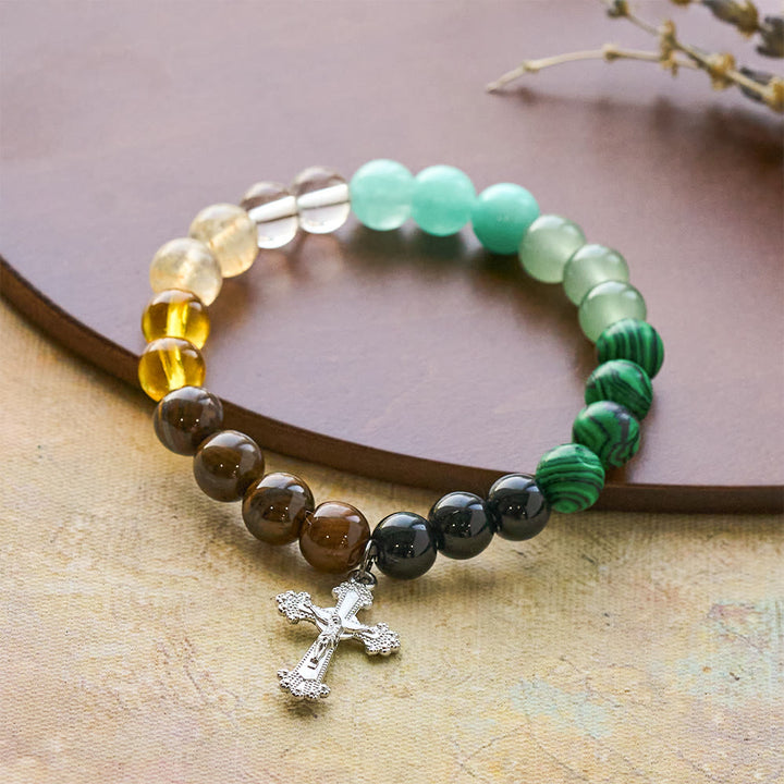 Christianartworkshop Armband aus verschiedenen Natursteinen mit Kreuz: Glaube, der natürlich strahlt - image 3