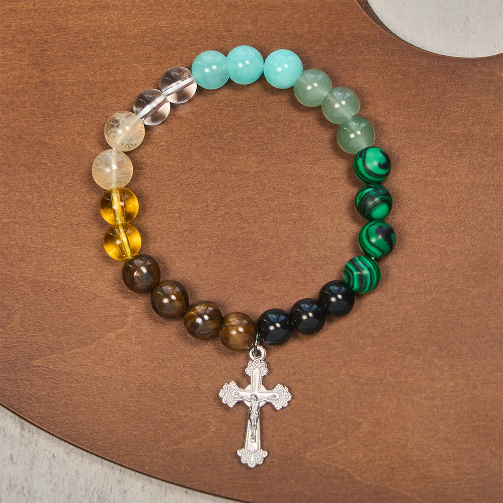 Christianartworkshop Armband aus verschiedenen Natursteinen mit Kreuz: Glaube, der natürlich strahlt - image 4