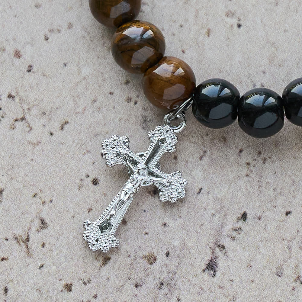 Christianartworkshop Armband aus verschiedenen Natursteinen mit Kreuz: Glaube, der natürlich strahlt - image 6