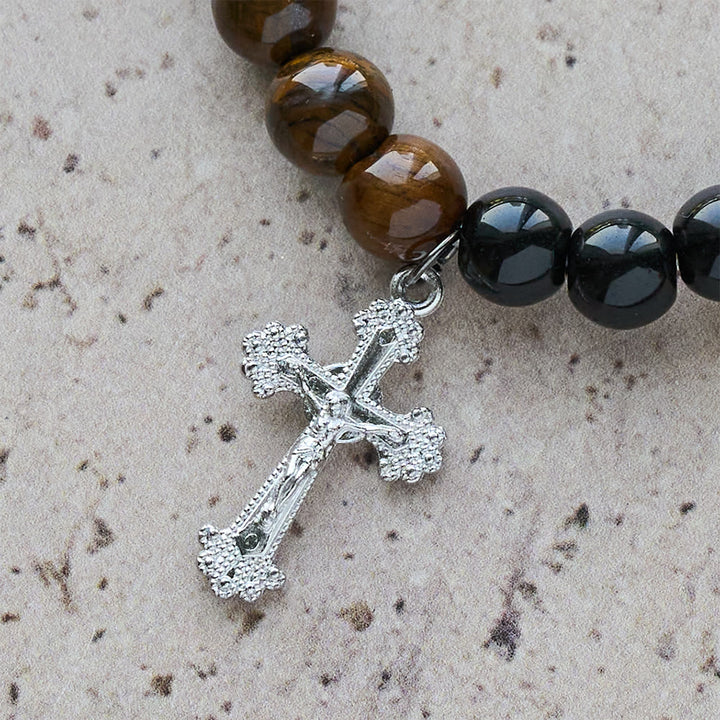 Christianartworkshop Armband aus verschiedenen Natursteinen mit Kreuz: Glaube, der natürlich strahlt - image 6