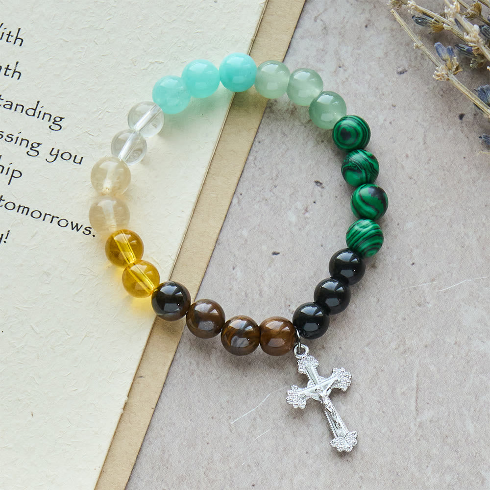 Christianartworkshop Armband aus verschiedenen Natursteinen mit Kreuz: Glaube, der natürlich strahlt - image 2
