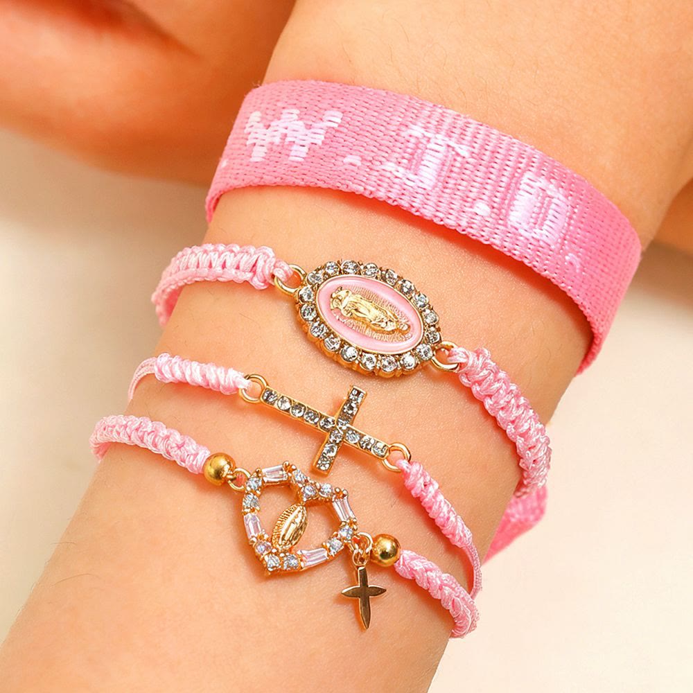 Armband „Glaubensimpuls“ von Christianartworkshop mit Kreuzperle und WWJD-Karte: Geschenkfertiges Erinnerungsstück - Pink mit der Jungfrau Maria - A - image 18