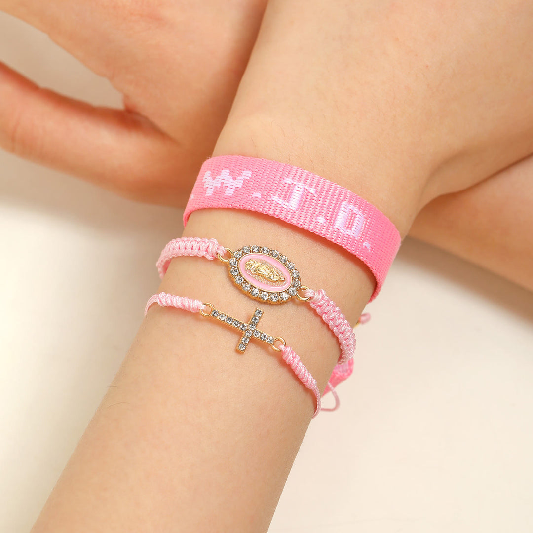 Armband „Glaubensimpuls“ von Christianartworkshop mit Kreuzperle und WWJD-Karte: Geschenkfertiges Erinnerungsstück - Pink mit Jungfrau Maria - B - image 19