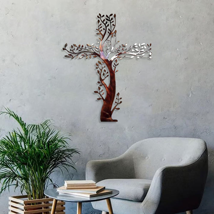 Christianartworkshop 4-Stilige Wanddekoration mit blühendem Kreuz aus Metall: Wachstum und Gnade in jedem Zweig - image 10