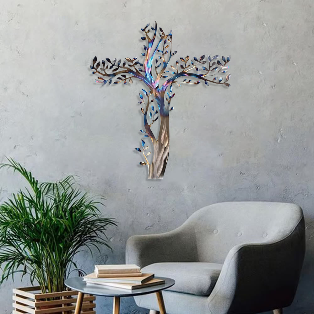Christianartworkshop 4-Stilige Wanddekoration mit blühendem Kreuz aus Metall: Wachstum und Gnade in jedem Zweig - image 15