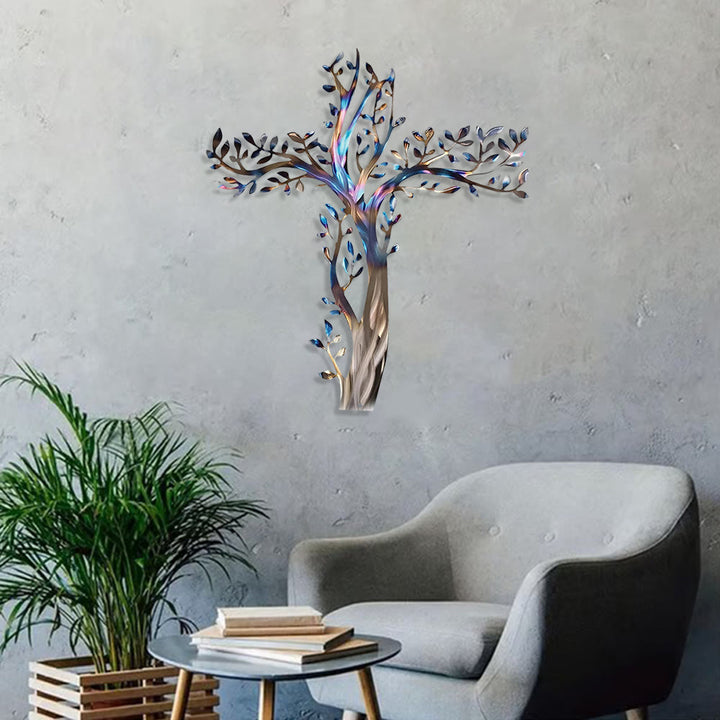 Christianartworkshop 4-Stilige Wanddekoration mit blühendem Kreuz aus Metall: Wachstum und Gnade in jedem Zweig - image 15