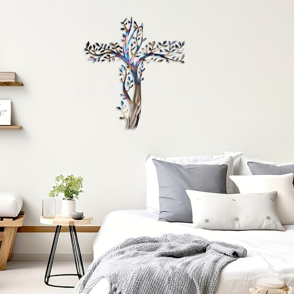 Christianartworkshop 4-Stilige Wanddekoration mit blühendem Kreuz aus Metall: Wachstum und Gnade in jedem Zweig - image 13