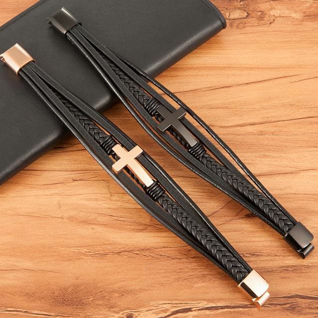 Christianartworkshop Geflochtenes Kreuz-Lederarmband: Beständige Gnade für jedes Handgelenk - image 1
